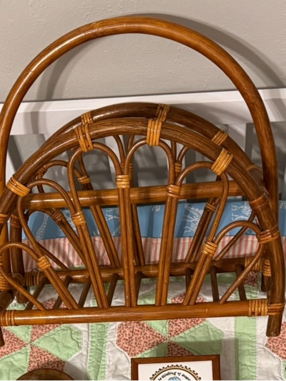 Natural Brown Rattan Magazine Rack - Unbranded